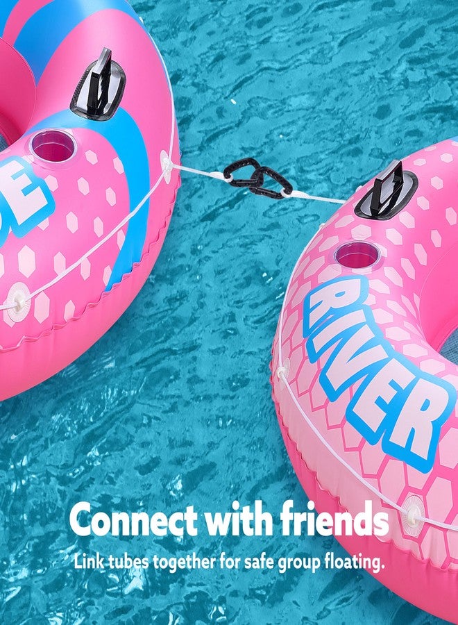 SLOOSH Inflatable River Tubes Float - Heavy Duty Pool Tube Floats for Adults Floating, Lake Floaties River Run Sports Fun, Large Raft Water Lounger with Cup Holders Mesh Bottom (53 inches, Pink) - Image 5