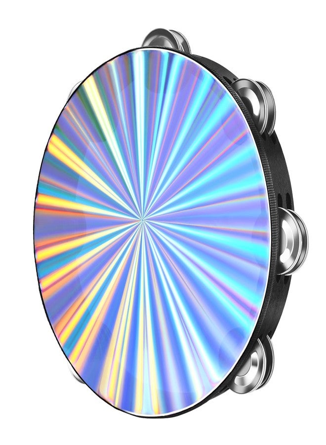 Flexzion Wood Church Tambourine Instrument - 8 Inch Reflective Hand Drums Tambourine for Kids and Adults, Single Row Metal Tambourine for Church, Parties, & Musical Events - Image 1