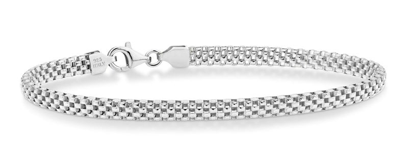Miabella 925 Sterling Silver Italian 4mm Mesh Link Chain Bracelet for Women, Made in Italy (Length 6.5 Inches) - Image 1
