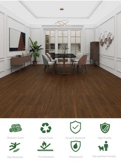Suntecwood Suntecwood SPC Rigid Core Luxury Vinyl Flooring 1220*181 mm|5mm Thick| 1mm IXPE Padding| Waterproof|Scratch Resistant| Comfort & Quiet|Easy Click Lock for Home|Office|Commercial Use | Walnut |  - Image 3