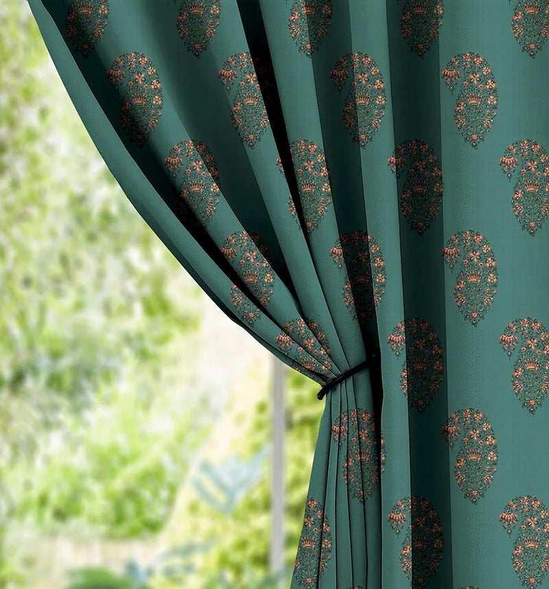 CASABLEU ستائر كاسابلو كاليكس 2 قطعة من البوليستر مع عيون فولاذية مع حزام للربط لغرفة النوم وغرفة المعيشة باللون الأزرق الفاتح بطول 7 أقدام - Image 2