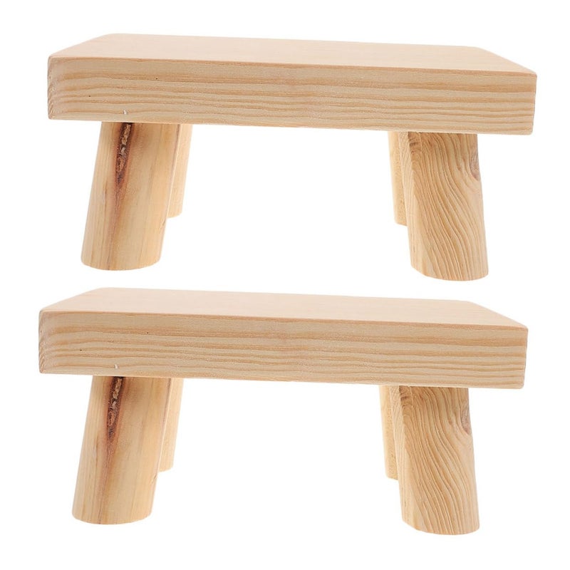Wooden Step Stool 2 Pack Portable Foot Stool for Dining Desk Study and Shoe Changing Sturdy Construction - Image 2
