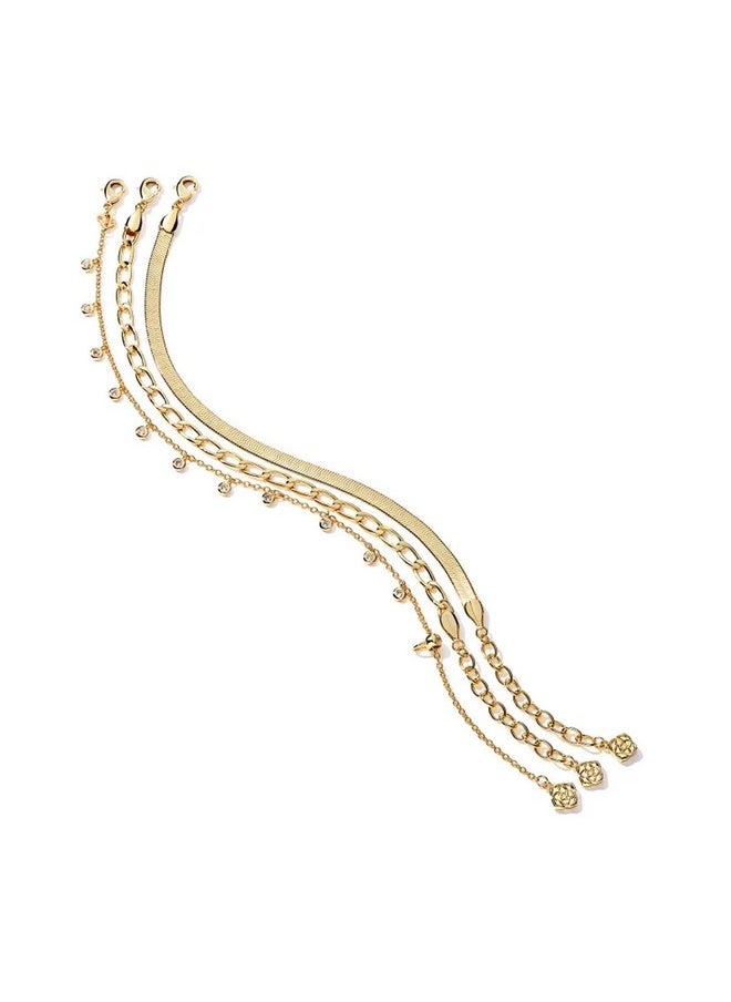 Kendra Scott Kendra Scott Kassie Set of 3 Chain Bracelets in 14k Gold-Plated Brass, Fashion Jewelry For Women  - Image 1