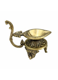 Brass Diya Oil Lamp For Pooja Home Temple Decor (5" X 4 " Inches, Yellow)