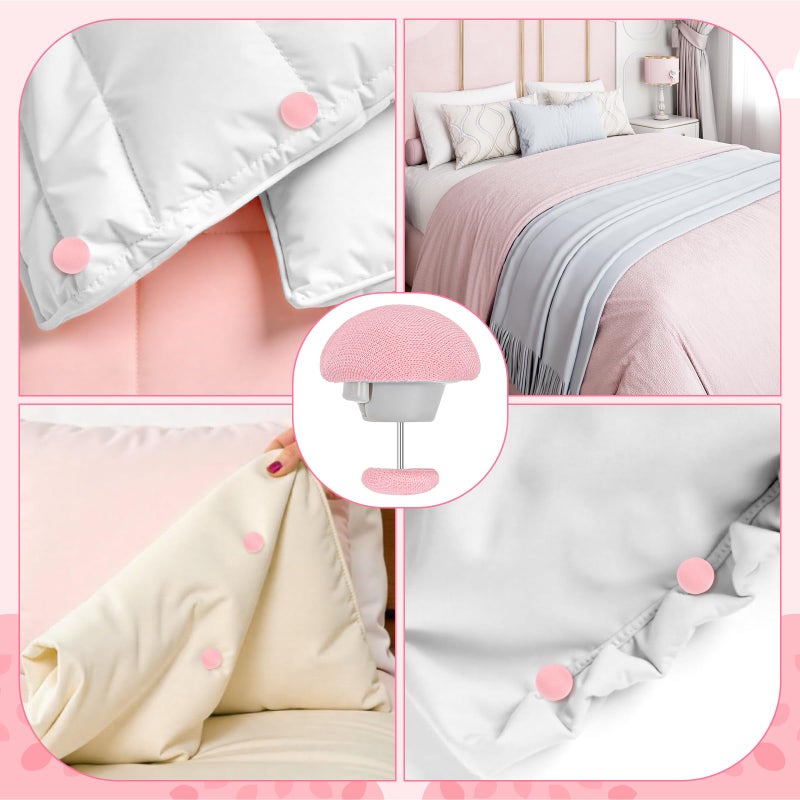 JIYIN 16Pcs Duvet Pin Duvet Clips, Pink Duvet Snaps Comforter Clips for Duvet Covers Hold on Duvet Button Fasteners Quilt Holder Cute Duvet Snaps Bedding Accessories for Curtains Quilts Cushions - Image 5