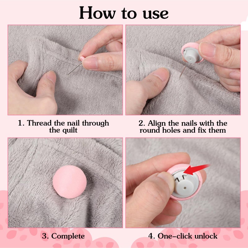 JIYIN 16Pcs Duvet Pin Duvet Clips, Pink Duvet Snaps Comforter Clips for Duvet Covers Hold on Duvet Button Fasteners Quilt Holder Cute Duvet Snaps Bedding Accessories for Curtains Quilts Cushions - Image 3