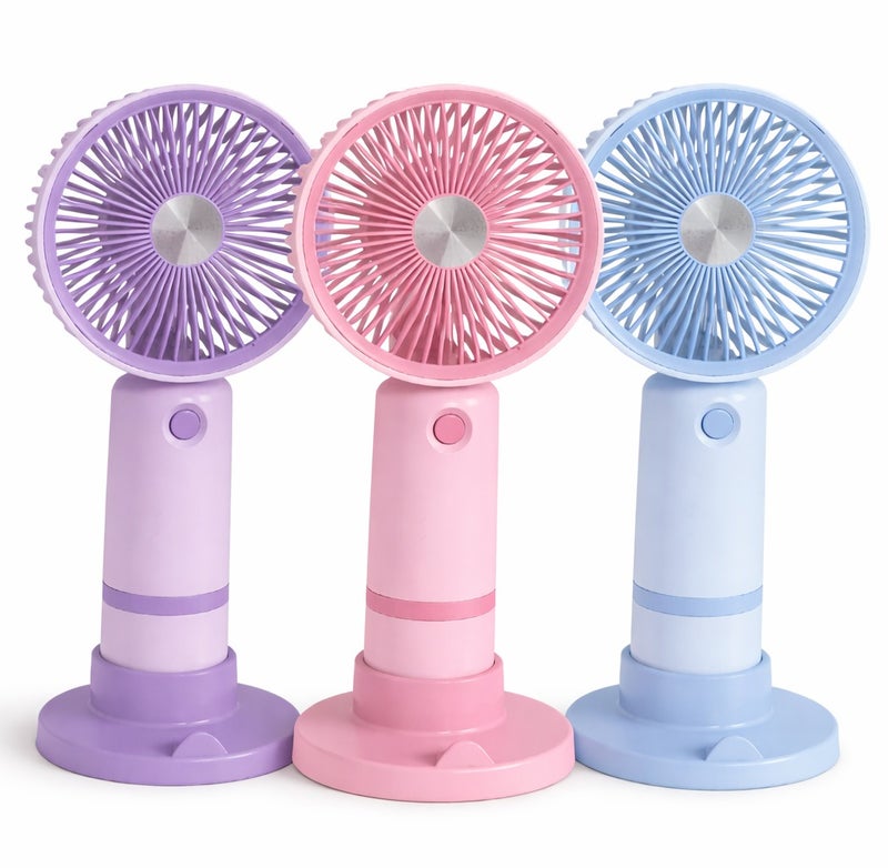 Panvil Portable Mini Handheld Fan with Stand – USB Rechargeable Cooling Fan, Quiet Personal Fan for Makeup Setting, Travel & Outdoor Use (Assorted Colors) - Image 1