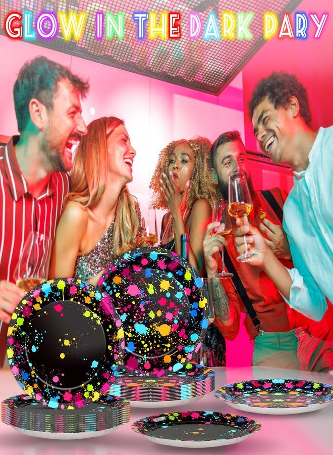 Lonfliness 50PCS Neon Party Oval Paper Plates 11inch Large Glow Party Supplies Platter Neon Glow Heavy Duty Dish Tray for Glow in Dark Birthday Jump Party Colorful Graffiti Decorations Favor Tableware Dinnerware - Image 3
