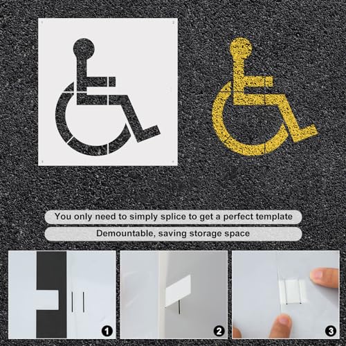 Diegimr Handicap Stencil for Parking Lot, ADA Handicap Icon Stencil Wheelchair Symbol Only Demountable Handicap Template Large Reusable Handicap Pavement Stencil, 71x71cm/27.95x27.95in, white - Image 5
