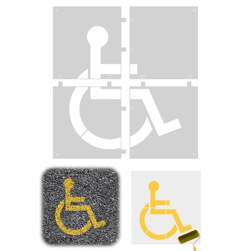 Diegimr Handicap Stencil for Parking Lot, ADA Handicap Icon Stencil Wheelchair Symbol Only Demountable Handicap Template Large Reusable Handicap Pavement Stencil, 71x71cm/27.95x27.95in, white - Image 1