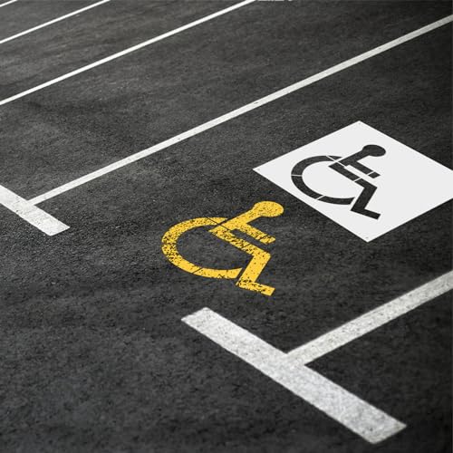 Diegimr Handicap Stencil for Parking Lot, ADA Handicap Icon Stencil Wheelchair Symbol Only Demountable Handicap Template Large Reusable Handicap Pavement Stencil, 71x71cm/27.95x27.95in, white - Image 4