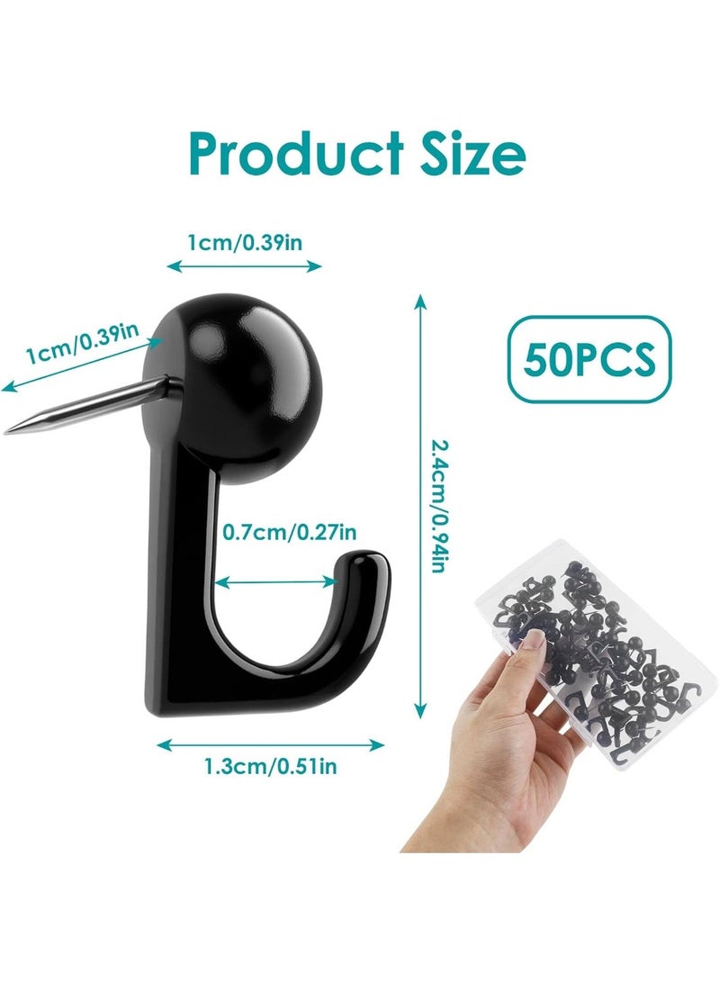 50Pcs Picture Hanging Hooks for Cork Board, Wooden Wall, Drywall, Renter Friendly Heavy Duty Thumbtacks for Photos, Posters, Art, Wall Hangings Decor Kit - Image 2