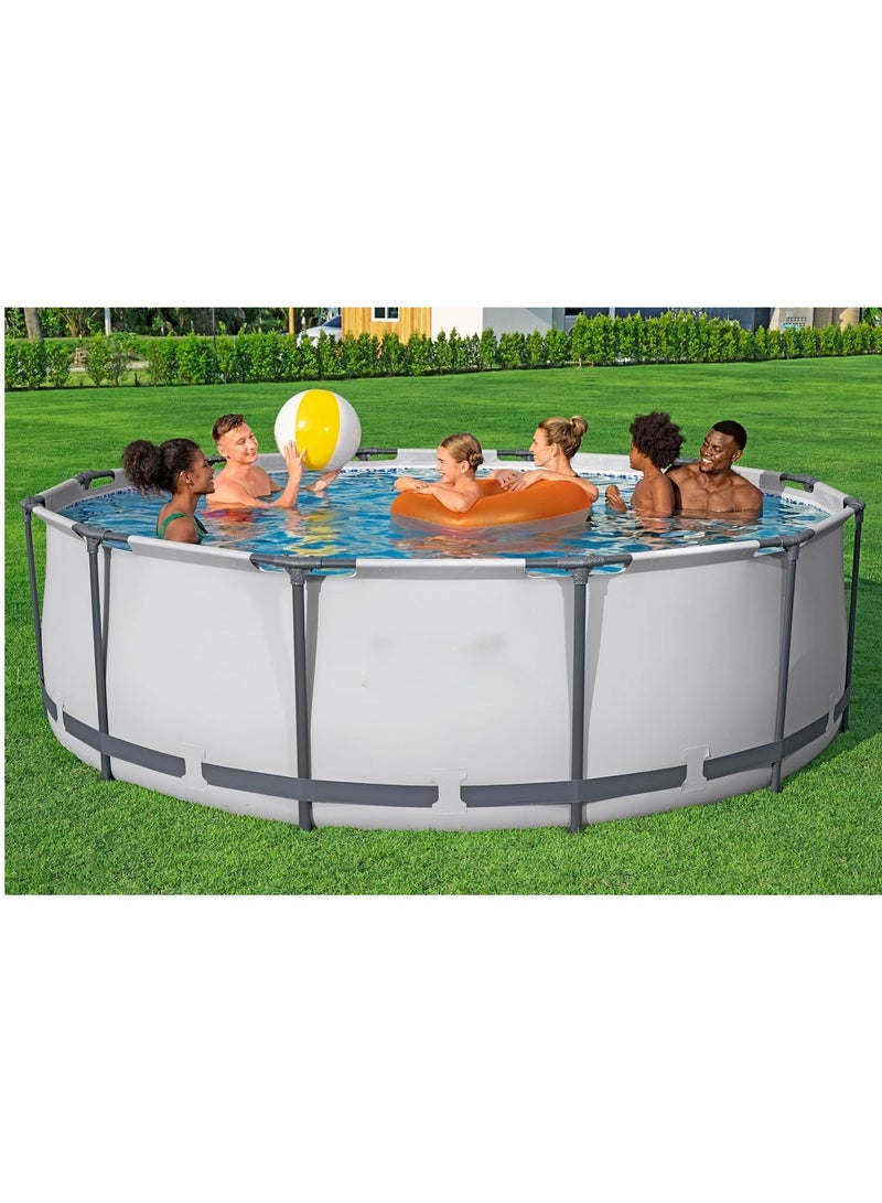 Generic Steel Frame Pool Set with Filter Pump, Diameter 366 x 100 cm, Light Grey, Round  - Image 2