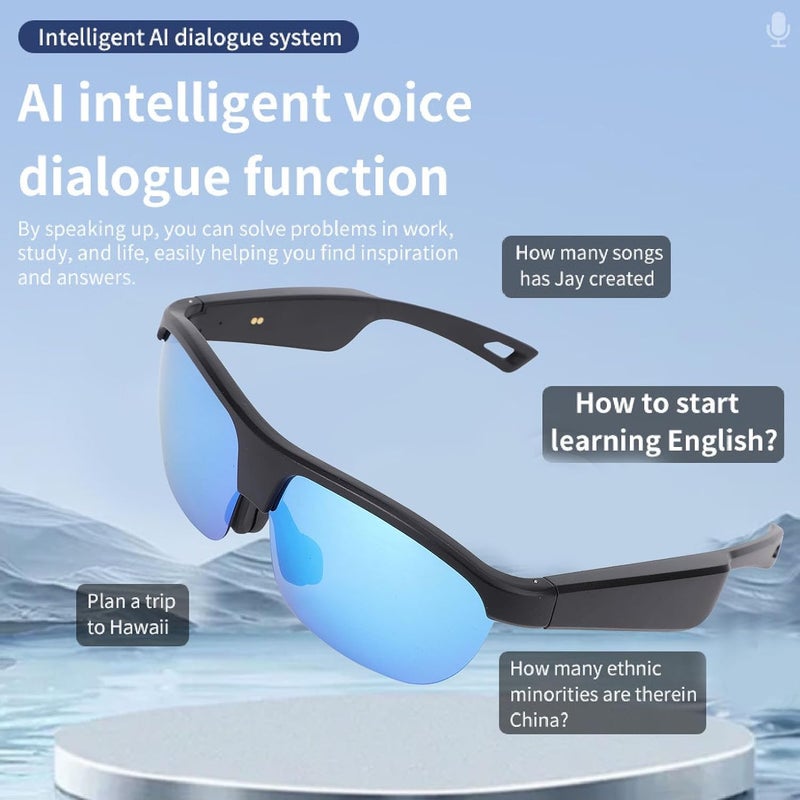 Zunate AI Smart Glasses with Real Time Video Translation, 100 Language Bluetooth Sunglasses, Polarized Len, Built in Mic Speaker for Travel, Business, Calls - Image 3