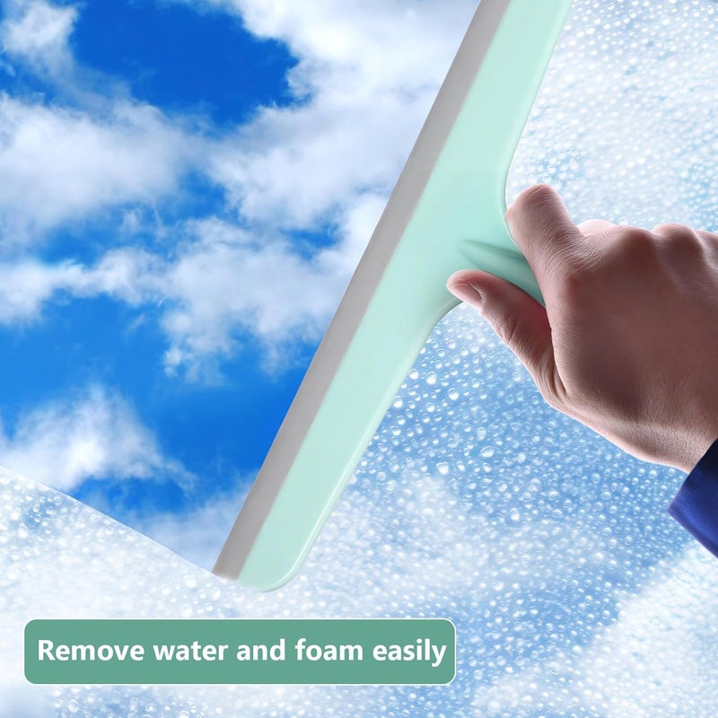 Healeved 4 Pieces Shower Squeegee for Tile and Shower Doors with 4 Hanging Hooks, Bathroom Window Cleaning Kit for Glass, Tile, and Screen Surfaces, Portable Scraper Set for Bathroom - Image 4