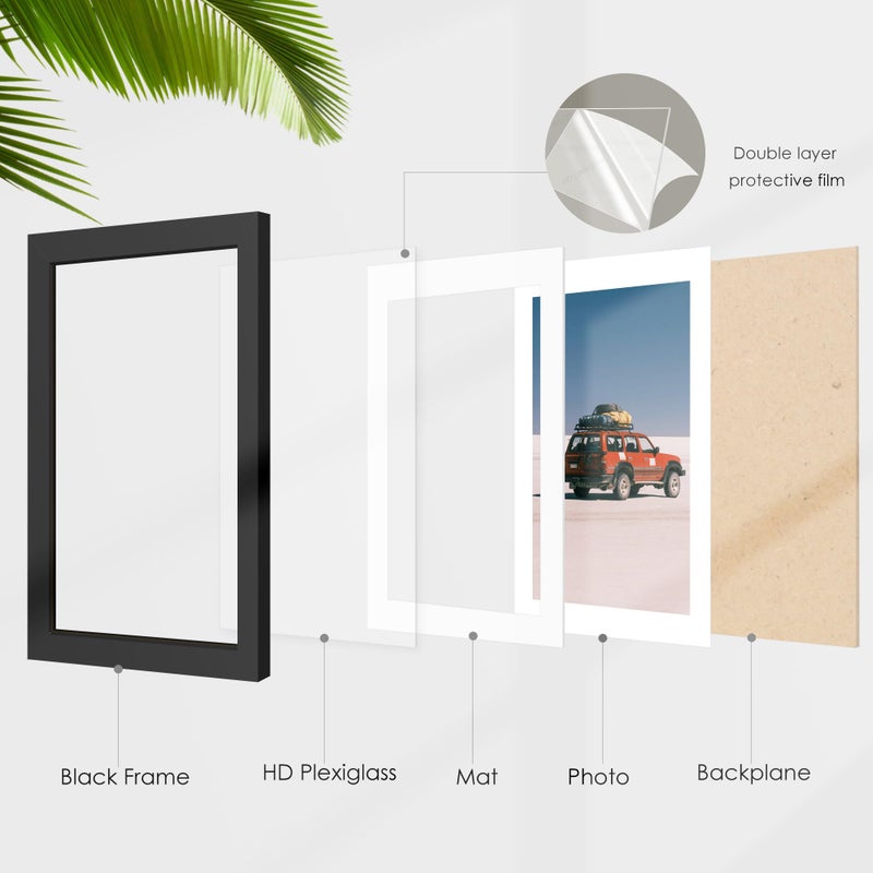 Fisnish 8x12 Picture Frame Sef of 10  Display Pictures 6x8 with Mat or 8 x 12 Without Mat  Photo Frame Collage for Wall Gallery Decor  Wall Mounted  Black - Image 4