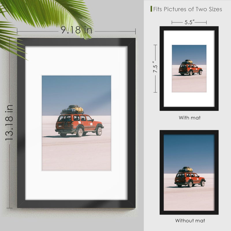Fisnish 8x12 Picture Frame Sef of 10  Display Pictures 6x8 with Mat or 8 x 12 Without Mat  Photo Frame Collage for Wall Gallery Decor  Wall Mounted  Black - Image 3