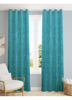 Homefab India Homefab India 2 Piece Velvet Long Door Curtain - 9 feet, Room Darkening Curtains, Aqua Blue  - Image 2