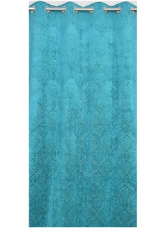 Homefab India Homefab India 2 Piece Velvet Long Door Curtain - 9 feet, Room Darkening Curtains, Aqua Blue  - Image 4