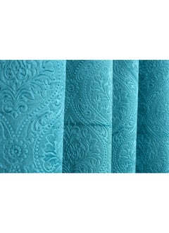 Homefab India Homefab India 2 Piece Velvet Long Door Curtain - 9 feet, Room Darkening Curtains, Aqua Blue  - Image 5