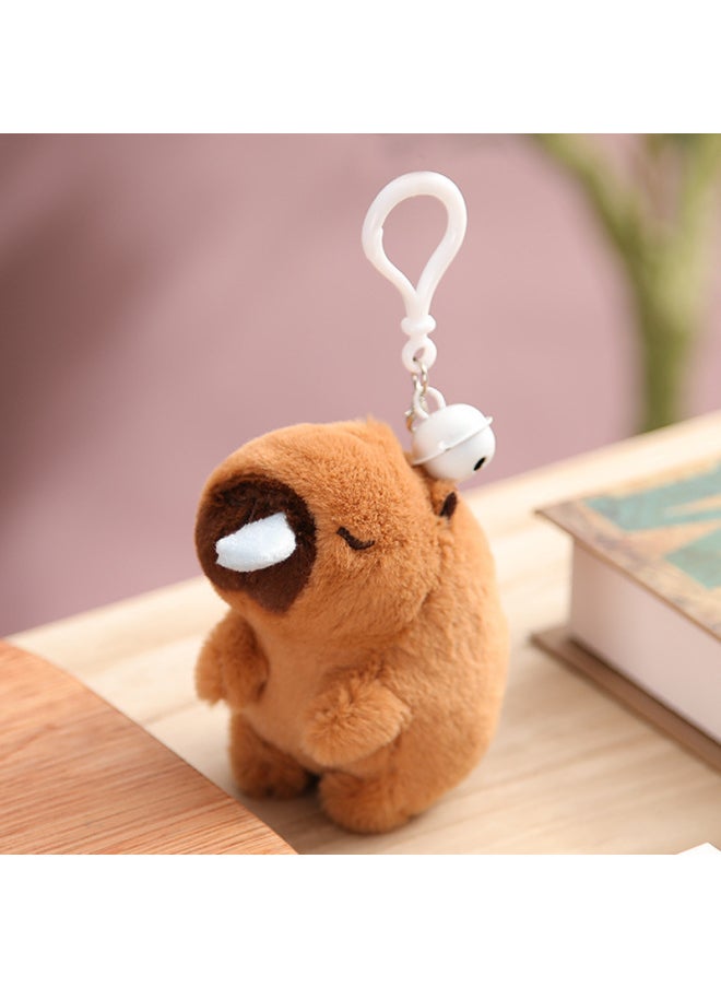Generic - Le Jier With Keychain Bell Pull Rope Wagging Tail Cat Doll Called White Rabbit Plush Toy Gift-Specifications:Kapibala [shake The Nose + Keychain Bell] - Image 1