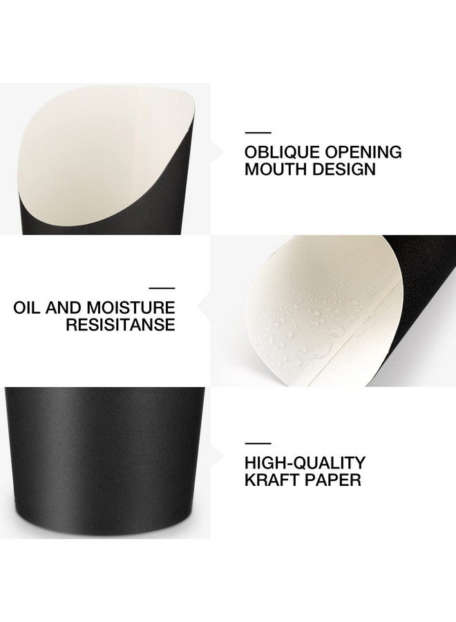 Potchen 200 Pcs French Fry Cups 14 oz Charcuterie Cups French Fry Holders Black Paper French Fries Cups Popcorn Box Waffle Fry Cone Take out Party Baking for Wedding Sandwich Food - Image 3