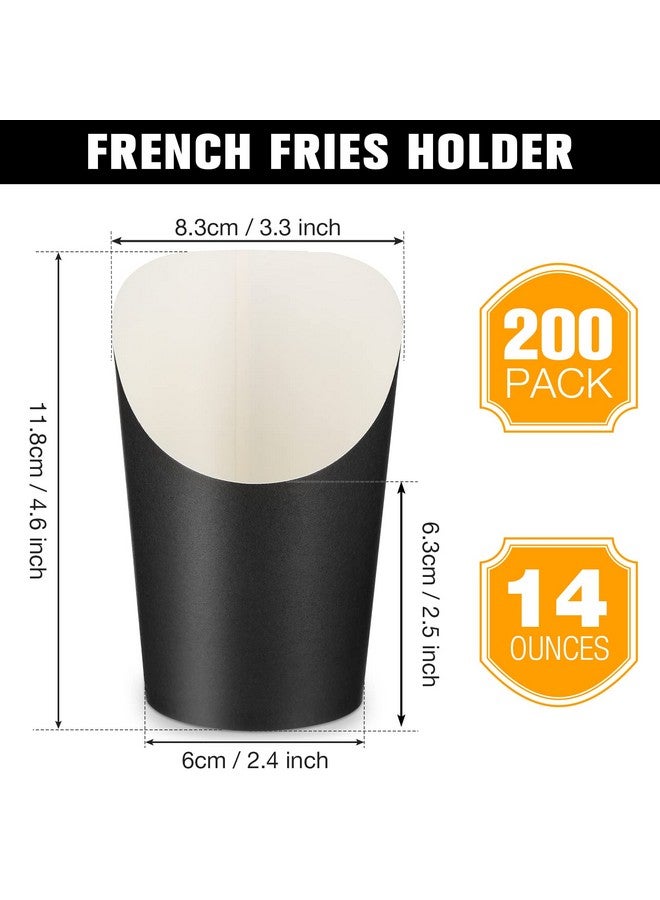 Potchen 200 Pcs French Fry Cups 14 oz Charcuterie Cups French Fry Holders Black Paper French Fries Cups Popcorn Box Waffle Fry Cone Take out Party Baking for Wedding Sandwich Food - Image 2
