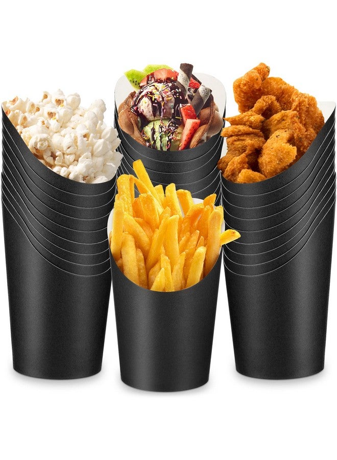 Potchen 200 Pcs French Fry Cups 14 oz Charcuterie Cups French Fry Holders Black Paper French Fries Cups Popcorn Box Waffle Fry Cone Take out Party Baking for Wedding Sandwich Food - Image 1