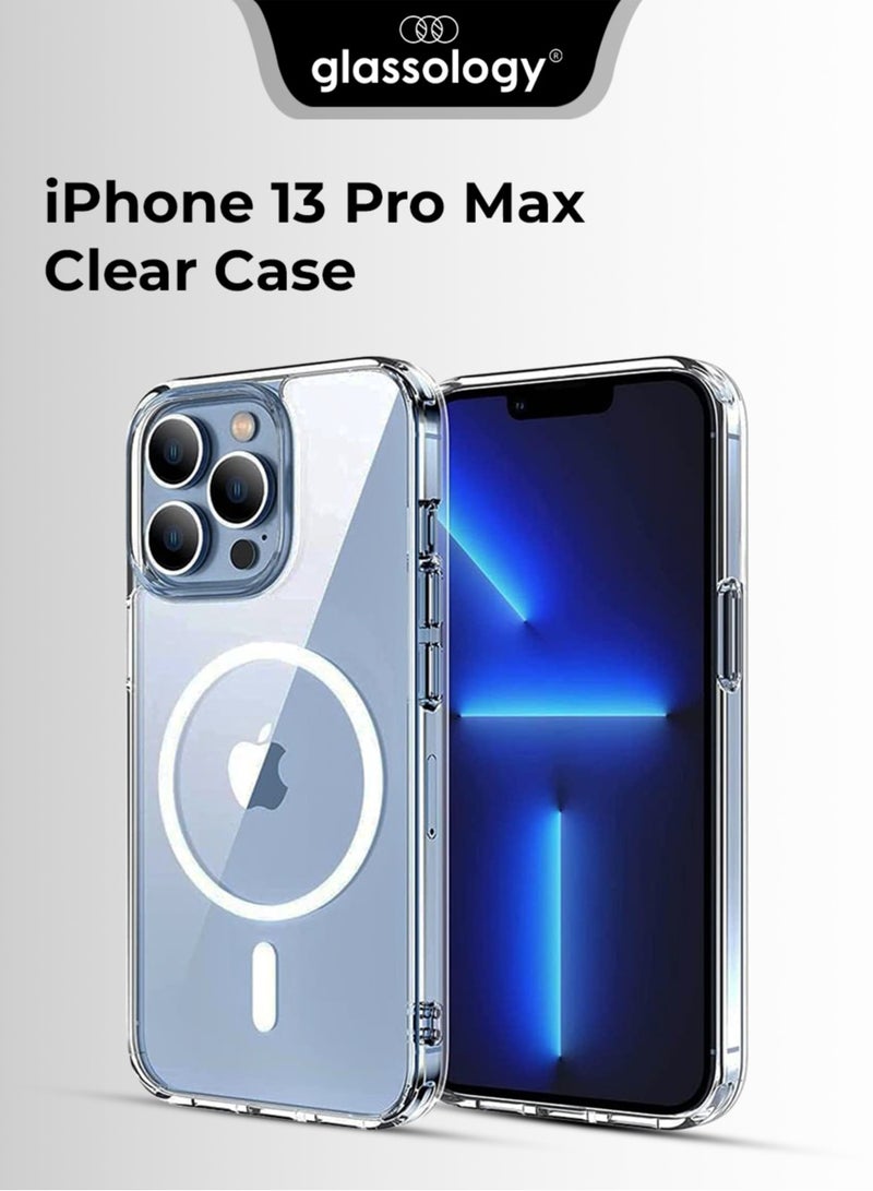 iPhone 13 Pro Max Magnetic Mag-Safe 6.7 Inch Case Clear TPU Transparent with Shock Absorption Proof Anti Scratch Resistant Bumper Protective Crystal Cover Design