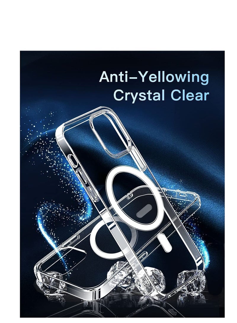 iPhone 13 Pro Max Magnetic Mag-Safe 6.7 Inch Case Clear TPU Transparent with Shock Absorption Proof Anti Scratch Resistant Bumper Protective Crystal Cover Design