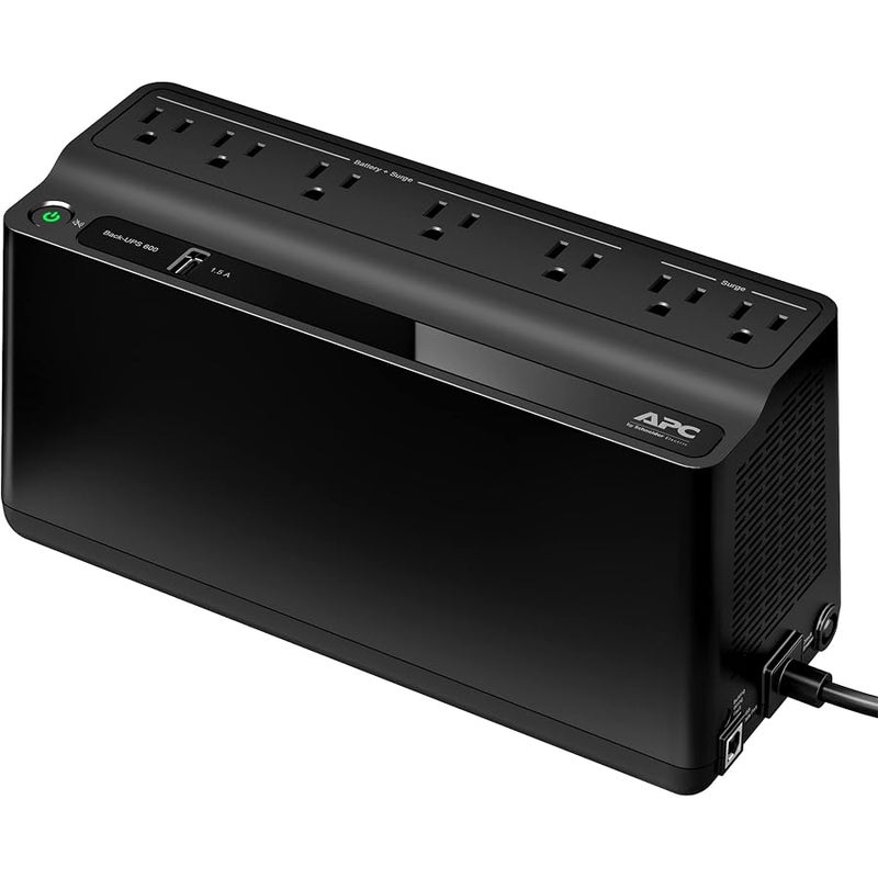 APC UPS Battery Backup and Surge Protector, 600VA/330 Watts Backup Battery Power Supply, BE600M1 Back-UPS with USB Charger Port - Image 1