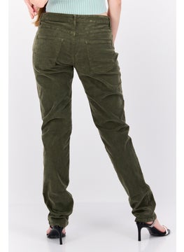 Robe Di Kappa Women Slim Fit Solid Corduroy Pants, Olive  - Image 3