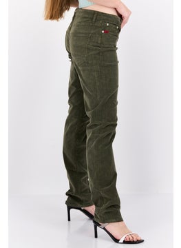 Robe Di Kappa Women Slim Fit Solid Corduroy Pants, Olive  - Image 2