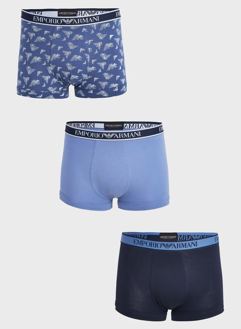 EMPORIO ARMANI 3 Pack Logo Band Assorted Trunks
