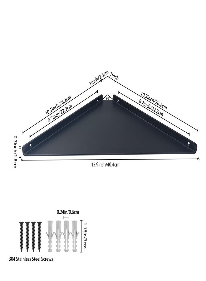 YUjieSTC Corner Shelf, 3.0mm Aluminum Alloy Corner Shelf Wall Mounted, for Bathrooms,Offices, Bedrooms,Kitchens,Dorm Rooms and Living Rooms(11 in Black) (11.3 inch Corner Shelf) - Image 2