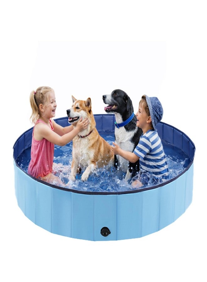 Eooqi Foldable Dog Swimming Pool, Portable Pet Bath & Wading Pool for Small, Medium & Large Dogs, Kids-Friendly Collapsible Design for Indoor & Outdoor Use (Blue, 63"-2XL) - Image 1