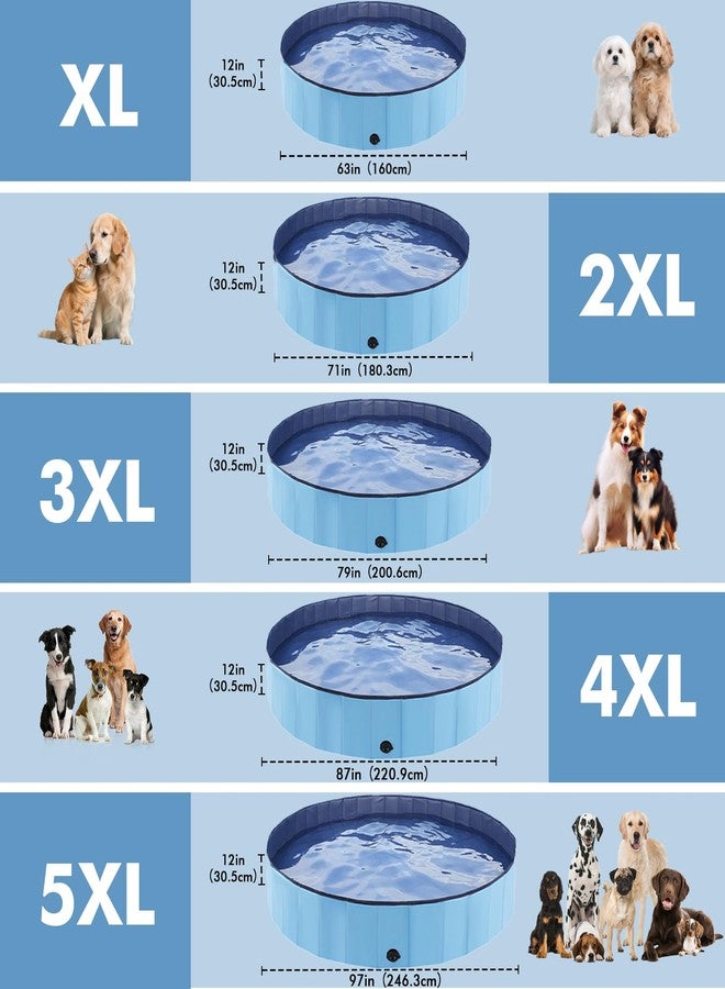 Eooqi Foldable Dog Swimming Pool, Portable Pet Bath & Wading Pool for Small, Medium & Large Dogs, Kids-Friendly Collapsible Design for Indoor & Outdoor Use (Blue, 63"-2XL) - Image 4