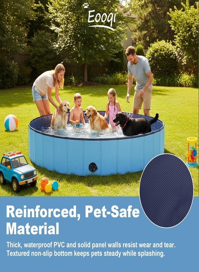 Eooqi Foldable Dog Swimming Pool, Portable Pet Bath & Wading Pool for Small, Medium & Large Dogs, Kids-Friendly Collapsible Design for Indoor & Outdoor Use (Blue, 63"-2XL) - Image 5