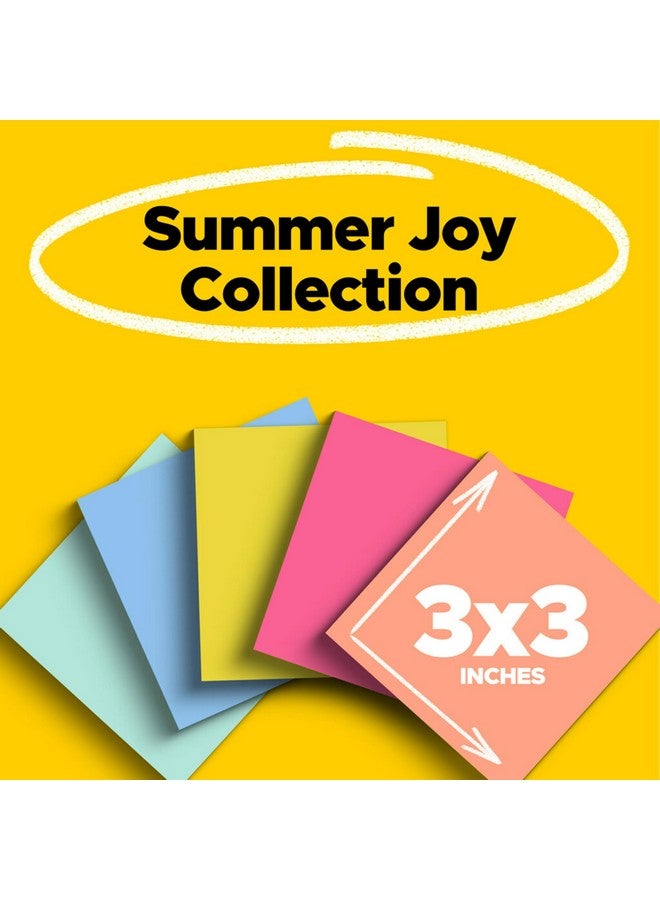 بوست-إت ملاحظات لاصقة فائقة الجودة من Post-it، مقاس 3x3 بوصة، 12 ورقة، قوة لصق مضاعفة، مجموعة Summer Joy (654-12SST) - Image 2