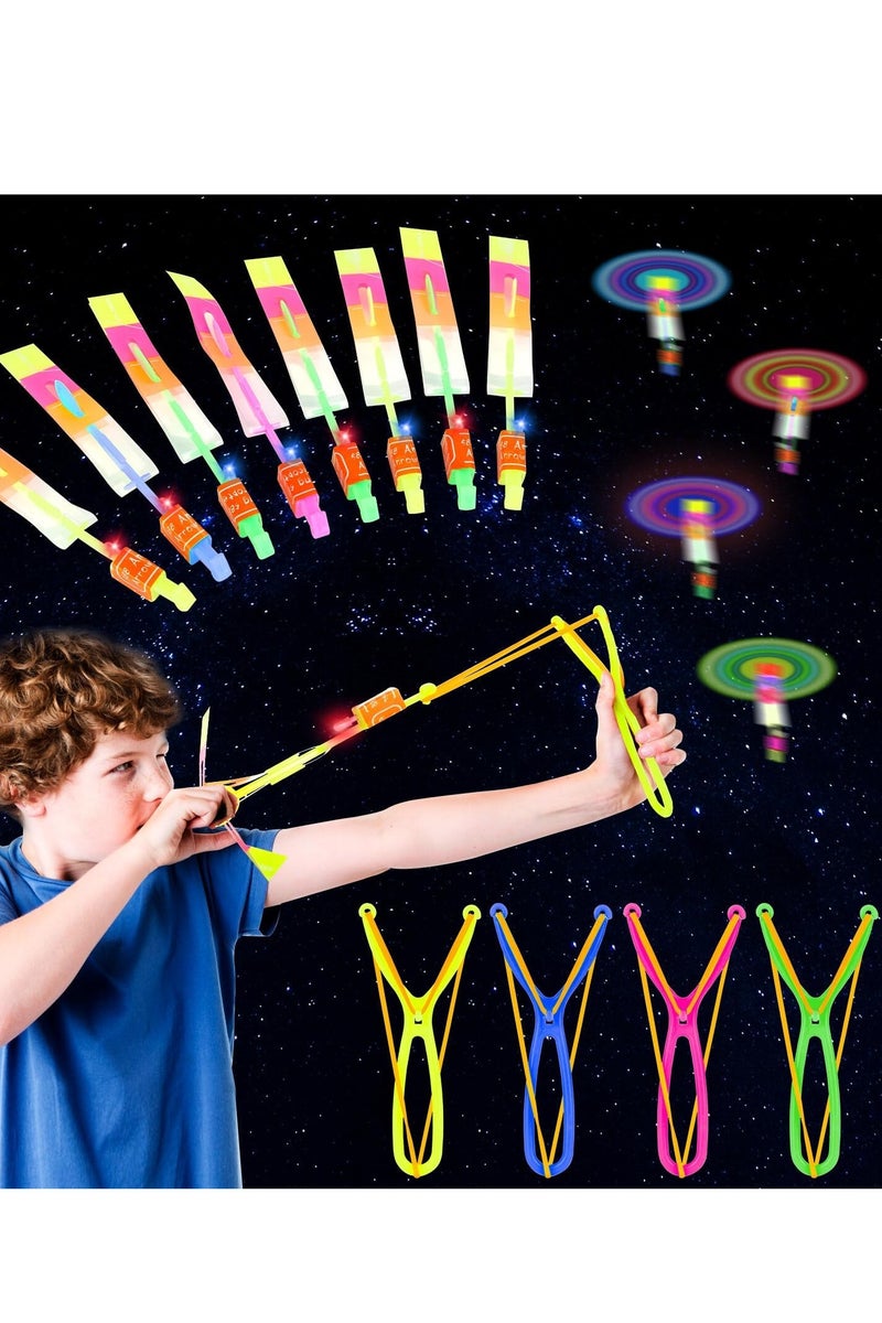 DURKU 24 PCS LED Light Flying Toy Party Set, Slingshot Flying Copters Birthdays Thanksgiving Gift Outdoor Game for Children Kids, Christmas Day Gift Outdoor Game for Kids Prizes for Classroom - Image 1