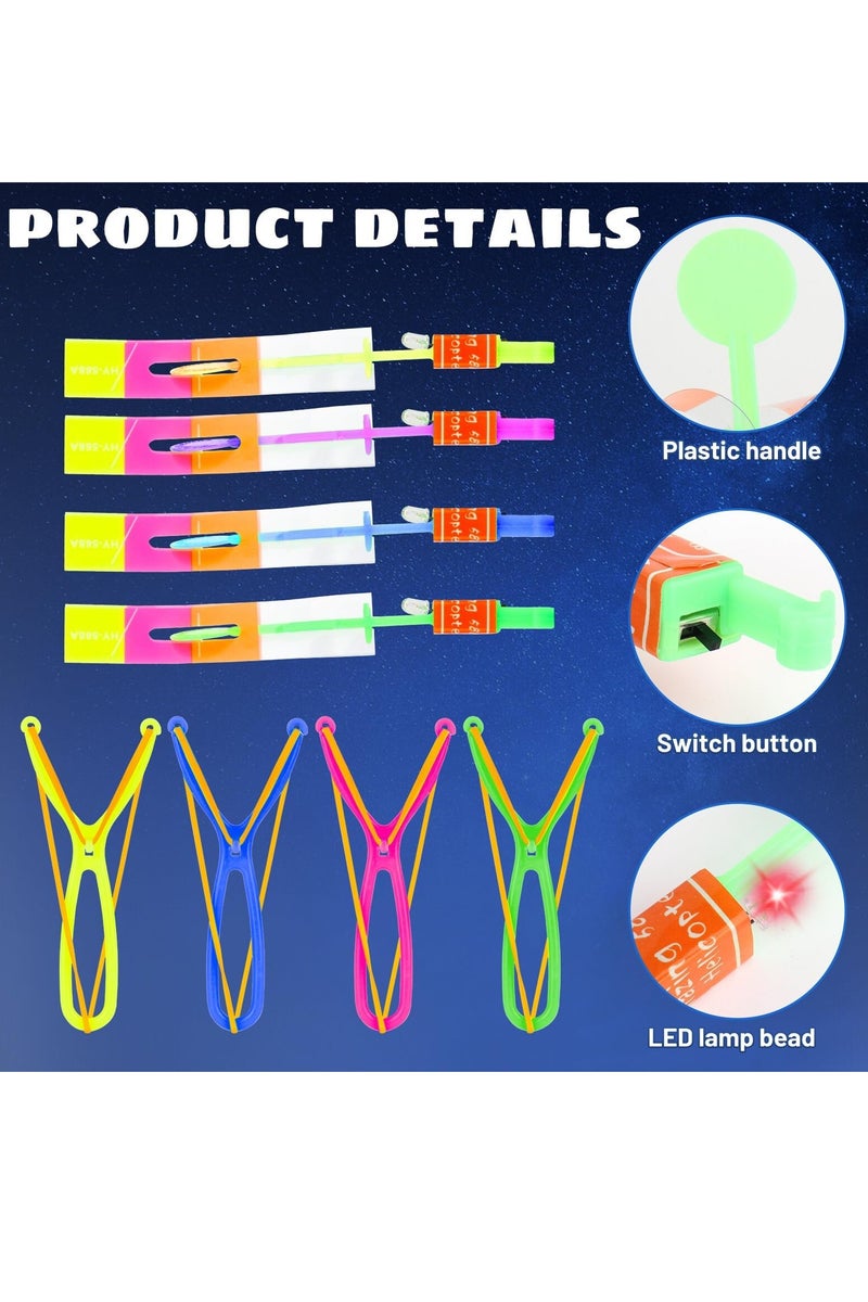 DURKU 24 PCS LED Light Flying Toy Party Set, Slingshot Flying Copters Birthdays Thanksgiving Gift Outdoor Game for Children Kids, Christmas Day Gift Outdoor Game for Kids Prizes for Classroom - Image 4
