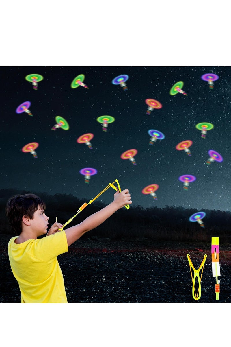 DURKU 24 PCS LED Light Flying Toy Party Set, Slingshot Flying Copters Birthdays Thanksgiving Gift Outdoor Game for Children Kids, Christmas Day Gift Outdoor Game for Kids Prizes for Classroom - Image 5