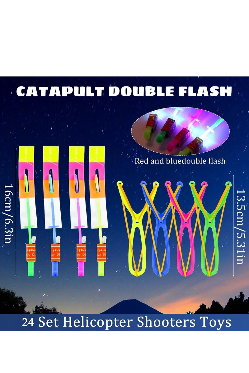 DURKU 24 PCS LED Light Flying Toy Party Set, Slingshot Flying Copters Birthdays Thanksgiving Gift Outdoor Game for Children Kids, Christmas Day Gift Outdoor Game for Kids Prizes for Classroom - Image 2