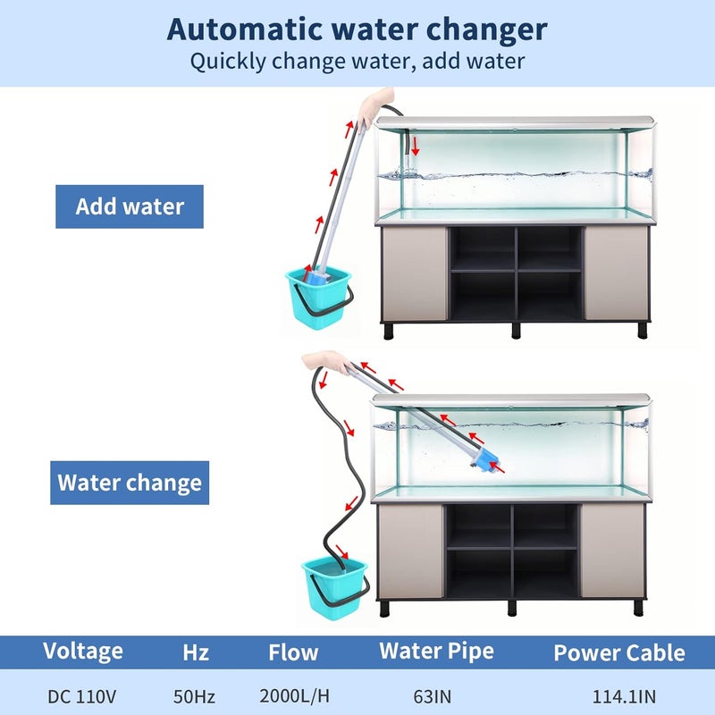 UPETTOOLS Aquarium Gravel Cleaner - Electric Automatic Removable Vacuum Water Changer Sand Algae Cleaner Filter Changer 110V/28W - Image 5