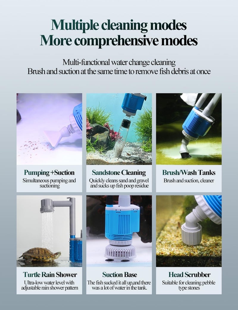 UPETTOOLS Aquarium Gravel Cleaner - Electric Automatic Removable Vacuum Water Changer Sand Algae Cleaner Filter Changer 110V/28W - Image 2