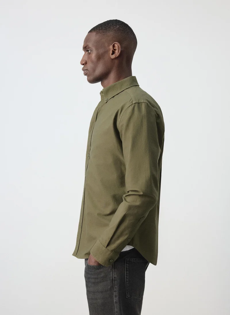 Mango Man 37-KHAKI 100% Cotton Oxford Shirt for Men | Best Price UAE