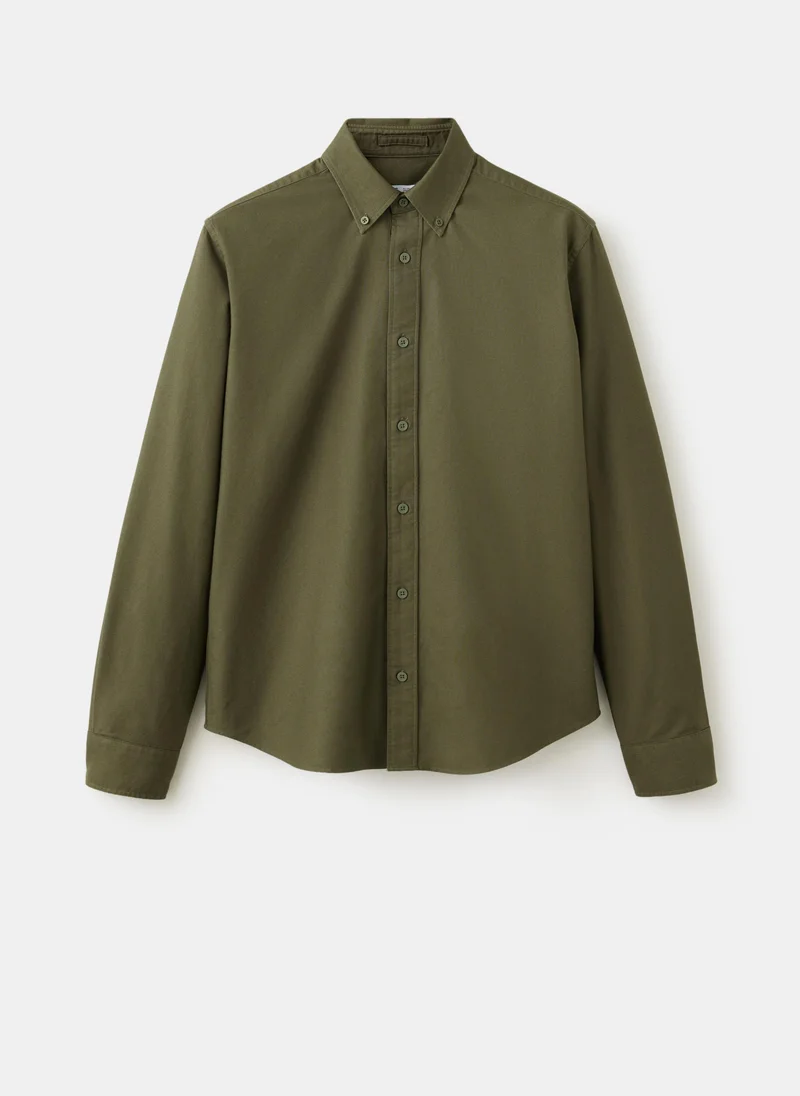 Mango Man 37-KHAKI 100% Cotton Oxford Shirt for Men | Best Price UAE