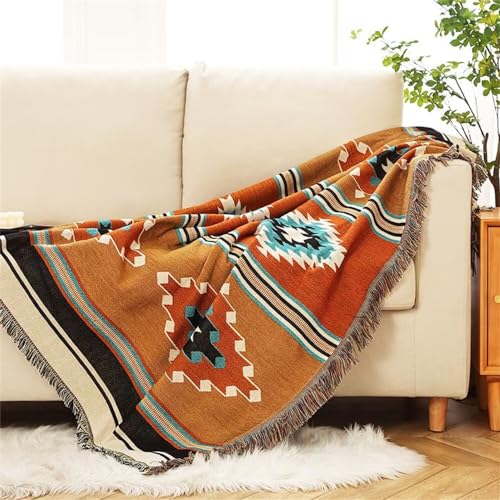 Homesy Boho Throw Blankets Southwestern Bed Throws Cover Reversible Green Aztec Southwest Blanket for Couch Chair Sofa Home Outdoor Beach Car Tent Travel Camping 63"x87" - Image 2