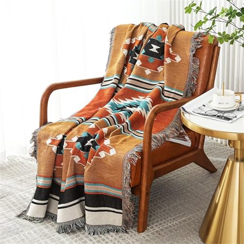 Homesy Boho Throw Blankets Southwestern Bed Throws Cover Reversible Green Aztec Southwest Blanket for Couch Chair Sofa Home Outdoor Beach Car Tent Travel Camping 63"x87" - Image 1