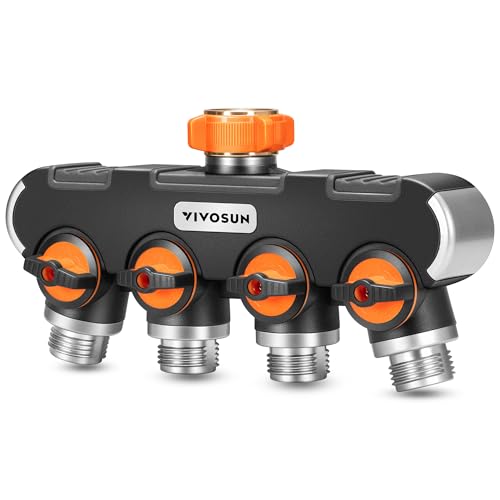 VIVOSUN Garden Hose Splitter 4 Way, Heavy Duty Water Hose Connector 3/4", Water Hose Manifold, Faucet Adapter with Comfortable Rubberized Grip for Drip Irrigation, Lawns - Image 1